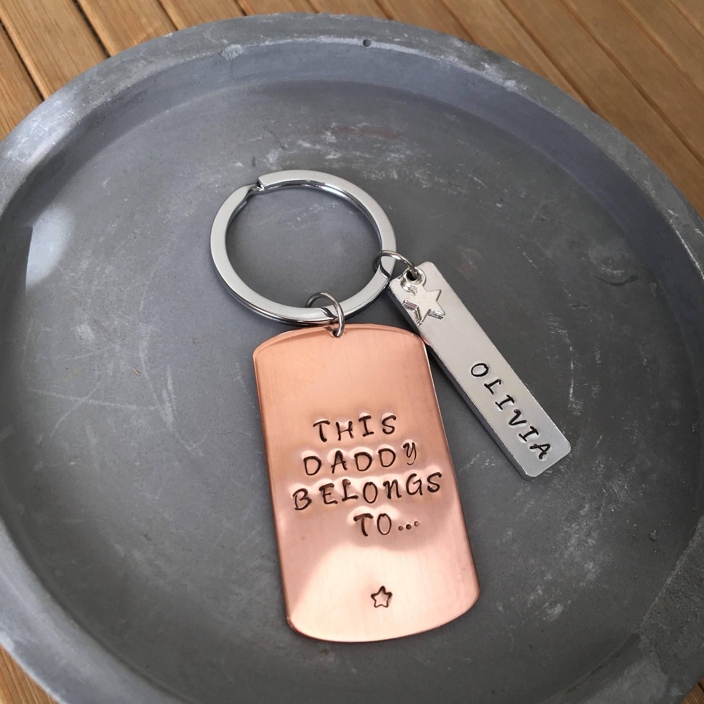 Personalised Keyring, Custom Keyring, Hand Stamped Keyring, Dad Keyring, Copper, Keyring, Personalized Keyring, Initial Keyring - The Little Stamping Co.