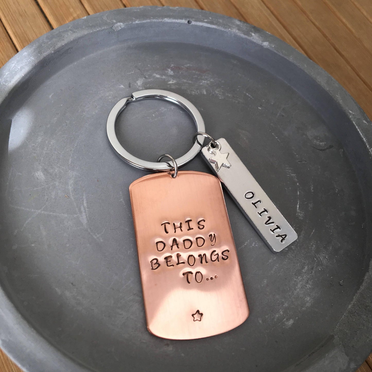 Personalised Keyring, Custom Keyring, Hand Stamped Keyring, Dad Keyring, Copper, Keyring, Personalized Keyring, Initial Keyring - The Little Stamping Co.