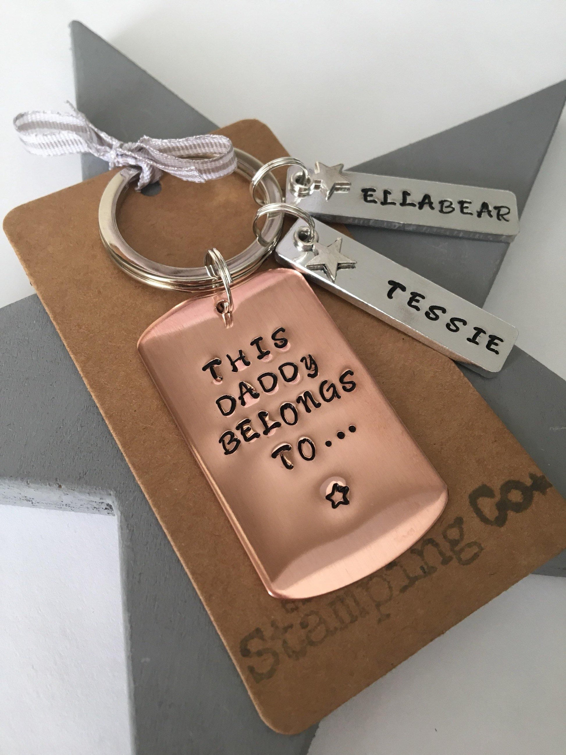 Personalised Keyring, Custom Keyring, Hand Stamped Keyring, Dad Keyring, Copper, Keyring, Personalized Keyring, Initial Keyring - The Little Stamping Co.