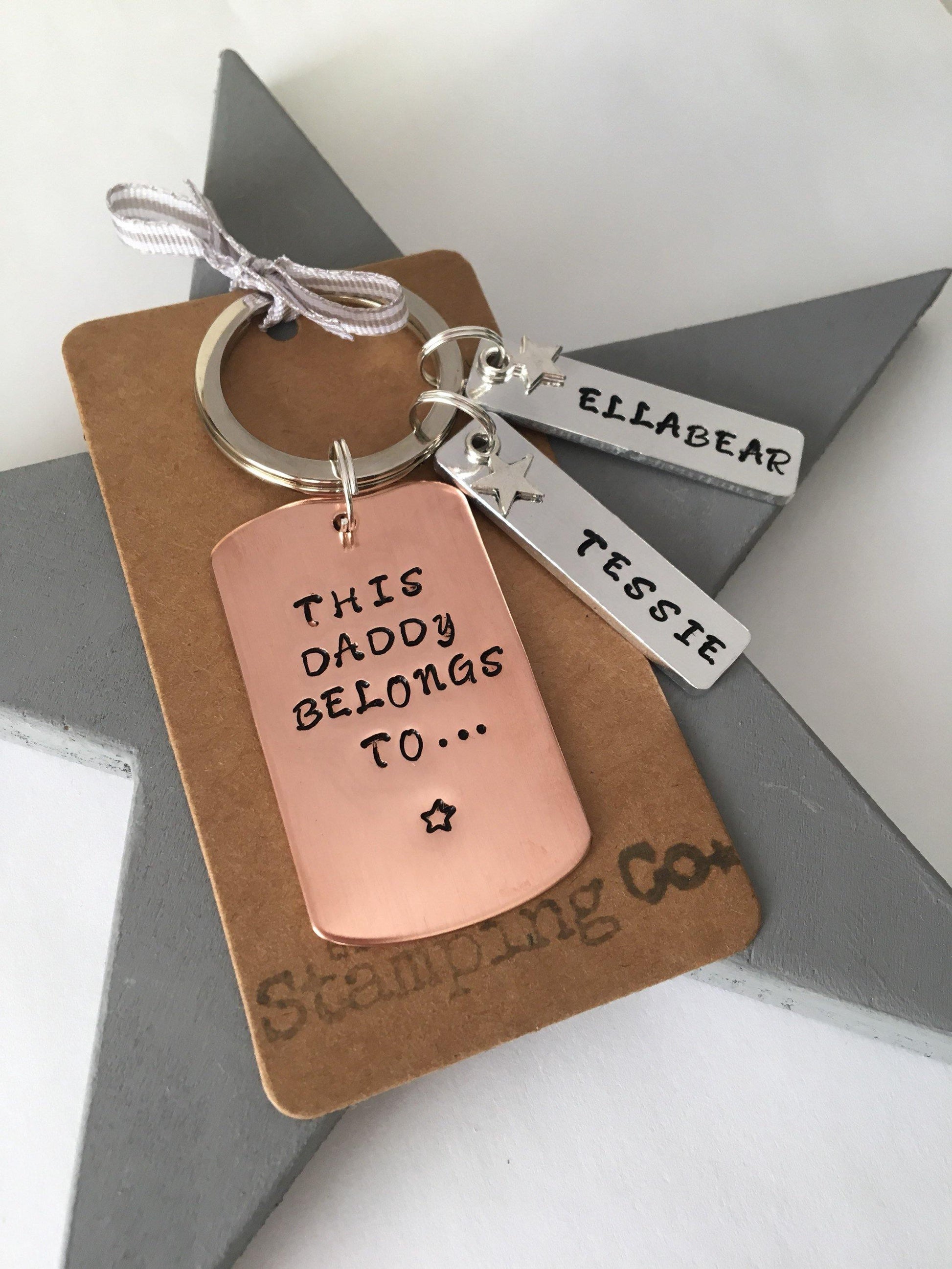 Personalised Keyring, Custom Keyring, Hand Stamped Keyring, Dad Keyring, Copper, Keyring, Personalized Keyring, Initial Keyring - The Little Stamping Co.