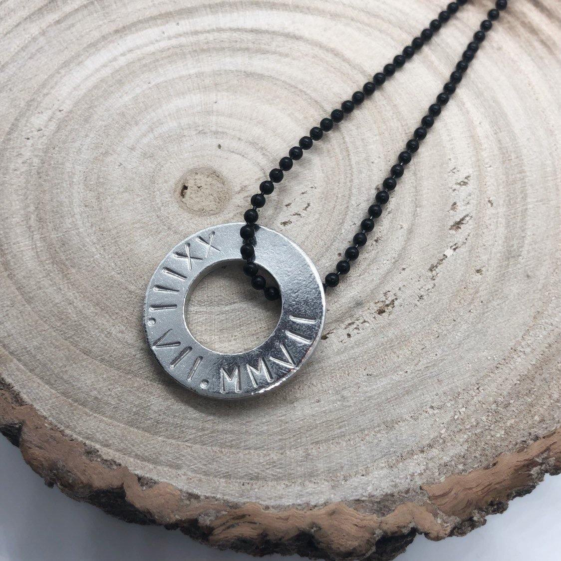 Double Washer Men's personalised necklace, name necklace, mens jewellery, custom jewelry - The Little Stamping Co.