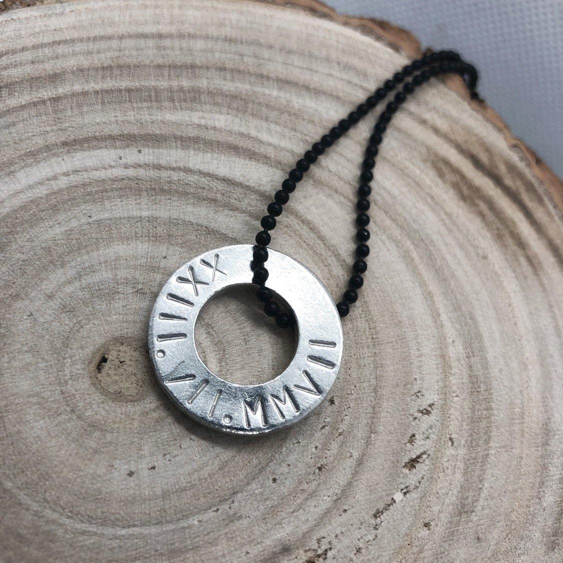 Double Washer Men's personalised necklace, name necklace, mens jewellery, custom jewelry - The Little Stamping Co.