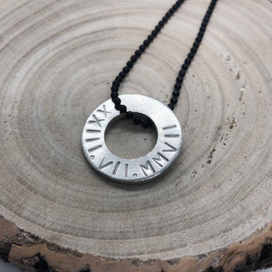 Men's personalised necklace, name necklace, mens jewellery, pewter, custom jewelry, Jewellery for him, 10 year anniversary tin - The Little Stamping Co.