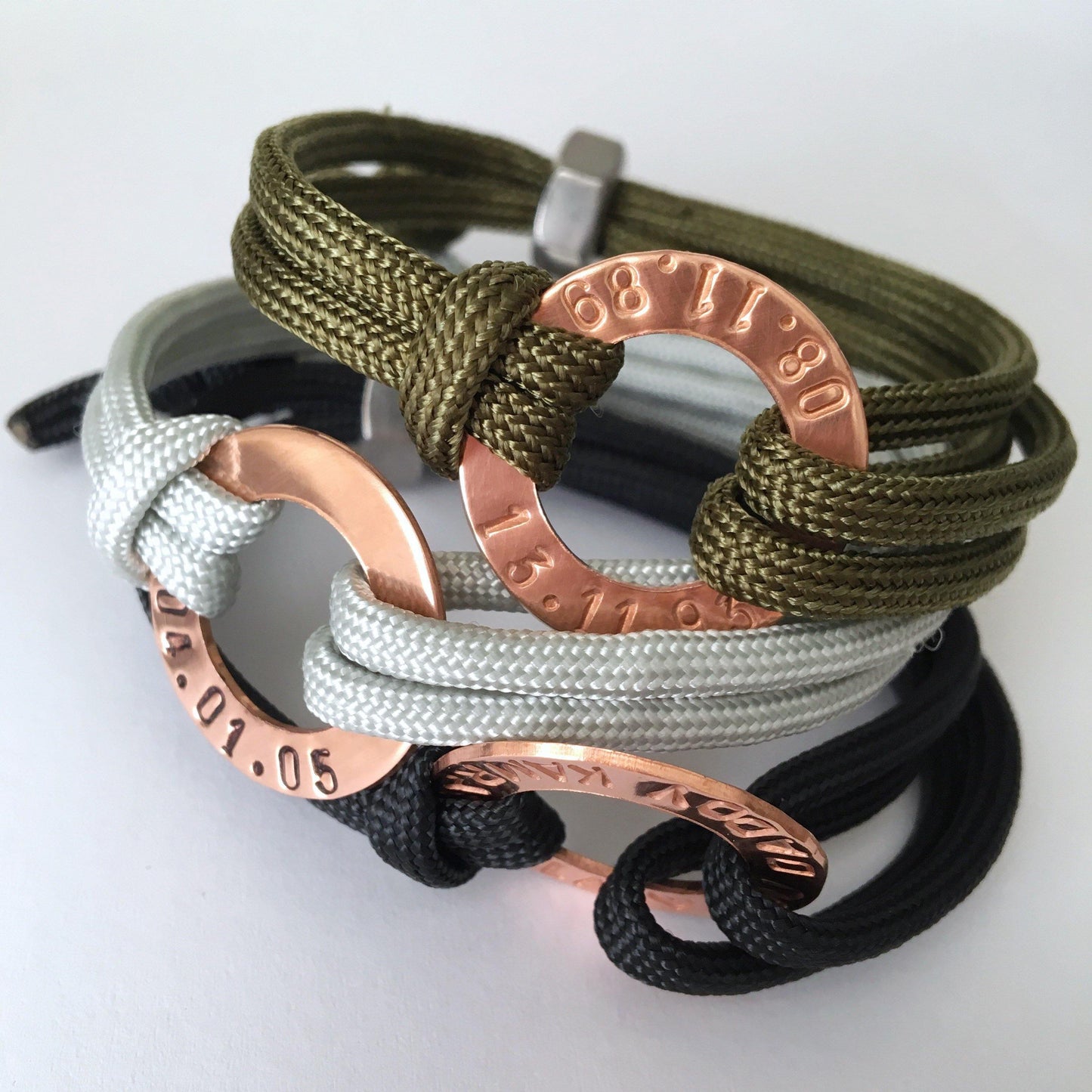 Father’s Day Bracelet, Personalised Men’s Jewellery, Copper and Paracord dad bracelet. - The Little Stamping Co.