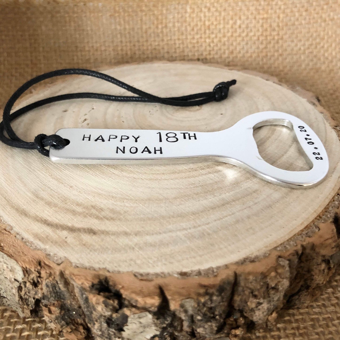 Personalised Bottle Opener, 18th 21st Birthday Gift, Wedding Favour Bottle Opener, Best Man Present, Aluminium and Leather - The Little Stamping Co.