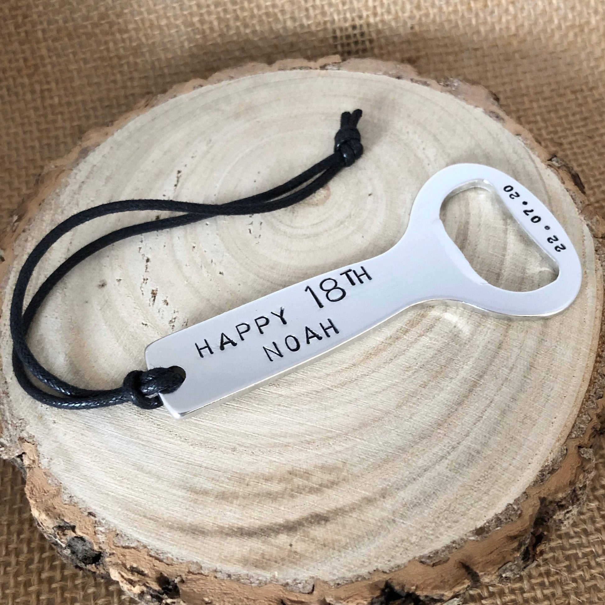 Personalised Bottle Opener, 18th 21st Birthday Gift, Wedding Favour Bottle Opener, Best Man Present, Aluminium and Leather - The Little Stamping Co.