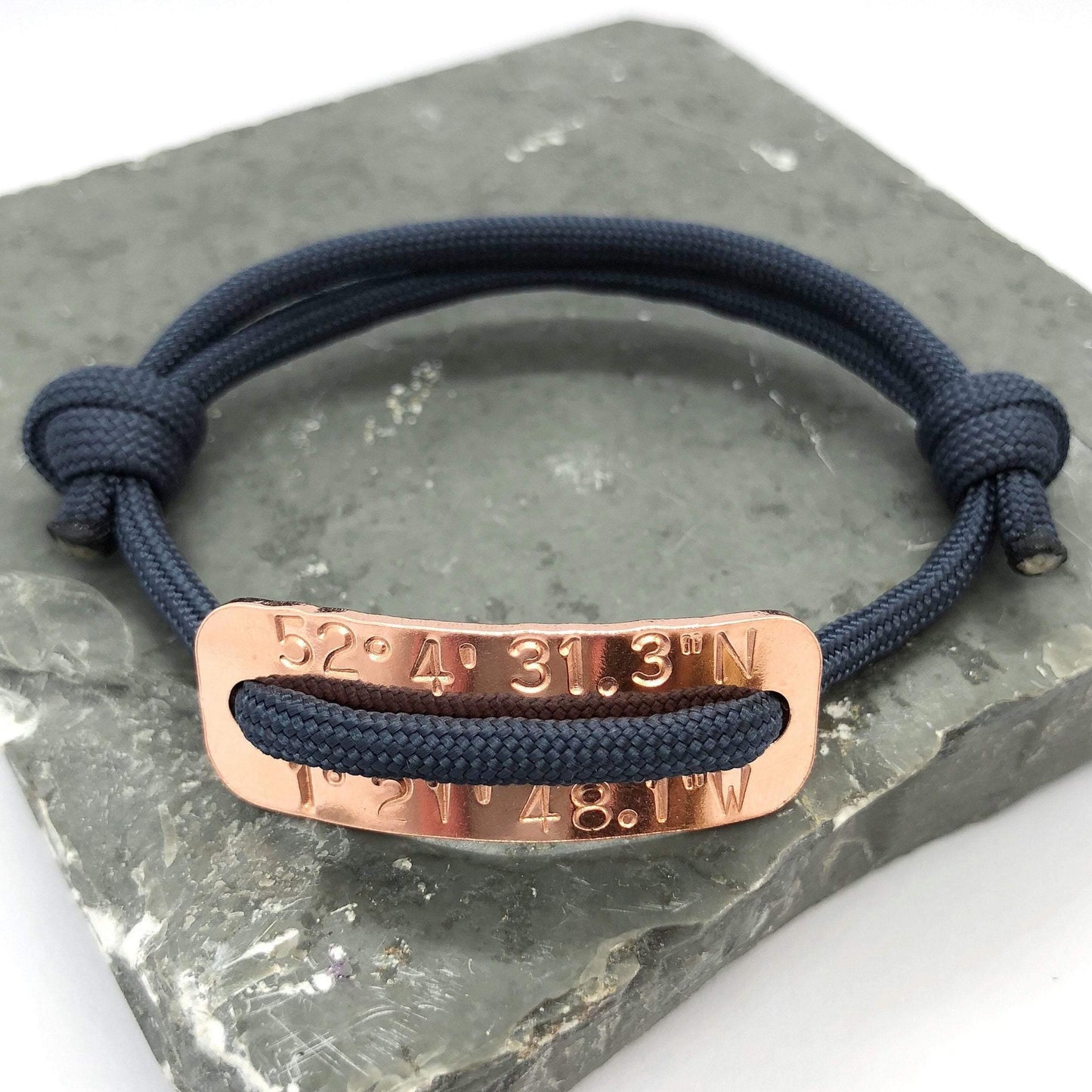 Coordinates Bracelet, Can be fully Personalised, Men’s Bracelet, 7 year anniversary, copper - The Little Stamping Co.